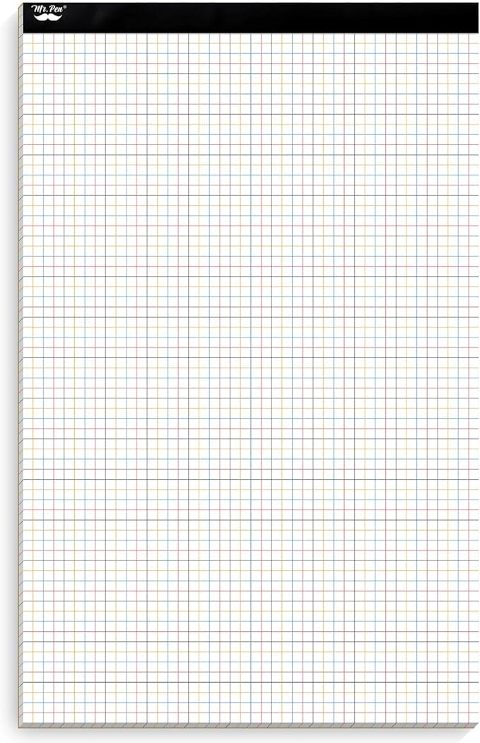 Mr. Pen- Graph Paper, 22 Sheets, 17"x11", 4x4 (4 Squares Per Inch), Colored Lined, graphing paper, grid paper, graph paper pad, 1/4 graph paper 1/4 inch grid, drafting paper, large graph paper