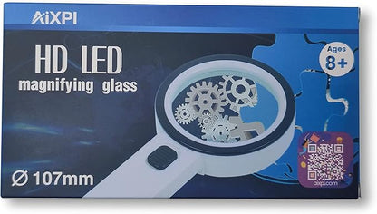 AIXPI Magnifying Glass with Light, 30X Handheld Large Magnifying Glass 12 LED Illuminated Lighted Magnifier for Macular Degeneration Seniors Reading Inspection Coins Jewelry
