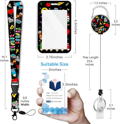 Cute Teacher Owl Badge Holder with Retractable Reel and Breakaway Lanyard，Badge Clips Retractable Heavy Duty Badge Reel，Funny Keychain，ID Holder with Breakaway Lanyard for School Nurse Office Teen