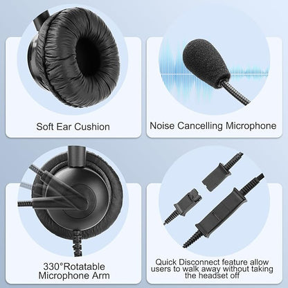 MKJ Cisco Headset Noise Canceling Wired Headphones with Microphone Corded RJ9 Telephone Headset for Cisco Office Phones CP-7821 7940 7942G 7945G 7961G 7962G 7965G 7971G 7975G 8865 9951