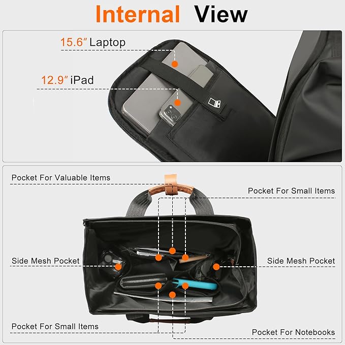 Roll-Top Laptop Backpack for 15.6" Laptop, 28L Capacity with USB Port, Expandable & Waterproof, Urban Style for Men & Women, Ideal for Work, University, Travel, and Shopping (Black)