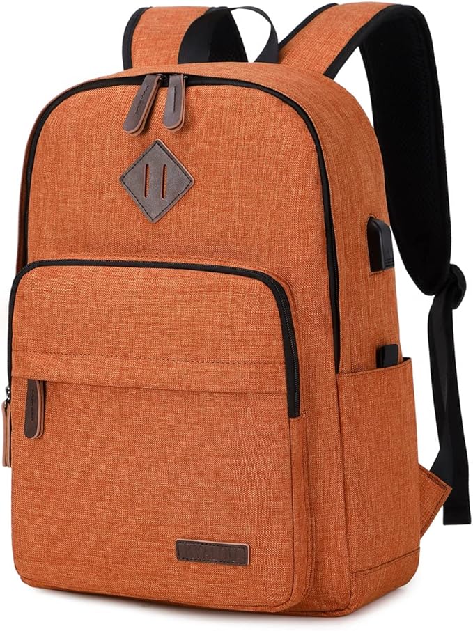 KYALOU Laptop Backpack, Lightweight Bookbag Casual Daypack for Men and Women, College with USB Charging Port - Light Brown