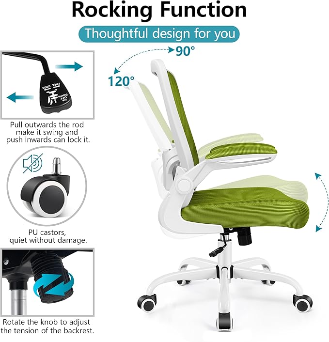 FelixKing Office Chair, Ergonomic Desk Chair Breathable Mesh Chair with Adjustable High Back Lumbar Support Flip-up Armrests, Executive Rolling Swivel Comfy Task Computer Chair for Home Office