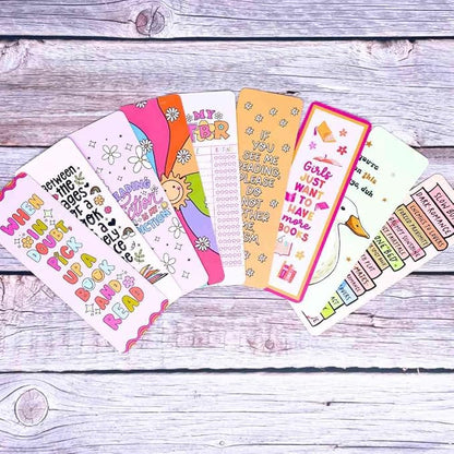 10PC Bookmarks for Women, Cute Colorful Bookmark for Book Lovers Reading Accessories Book Marks Laminated Plastic Cool Design Motivational Affirmation Summer Notebook Novelty for Girls