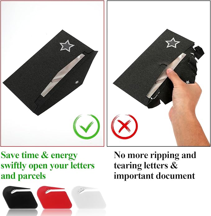 6 Pcs Letter Opener Envelope Slitter Plastic Mail Opener Blade with Safety Concealed Razor Blade Guiding Tip for Clear Cut Package Paper Cut Wrapping Office Home Business