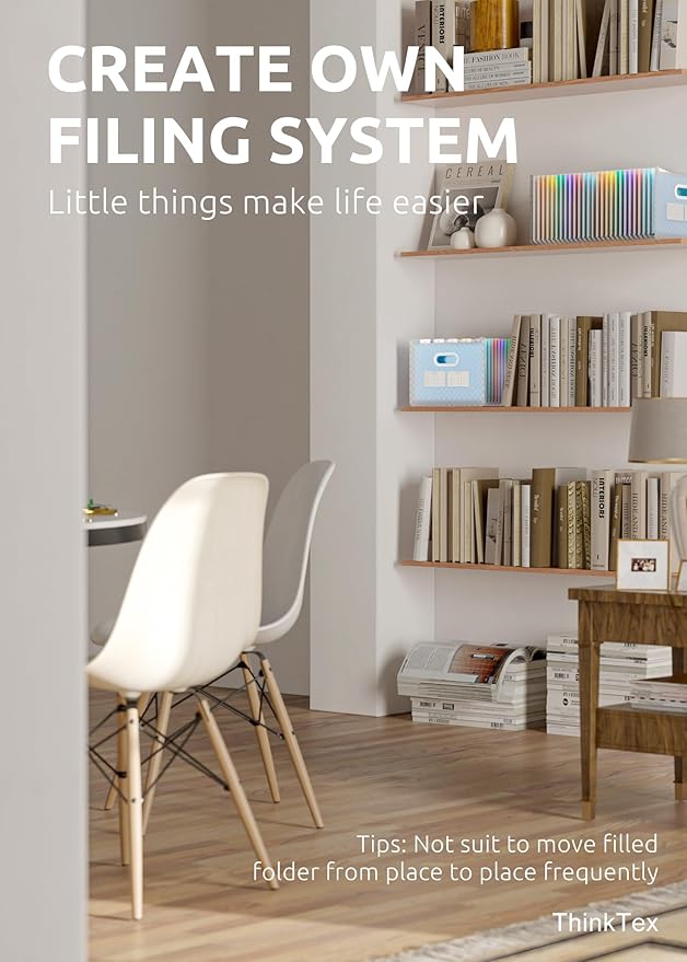 ThinkTex 26 Pockets Expanding File Folder, Upright & Open Top, A-Z Colorful Tabs, Larger Capacity Accordion Folder, Letter/A4 Size for School, Home and Office - Blue