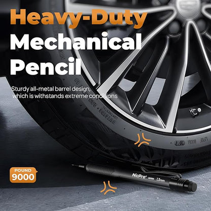 Nicpro 3 PCS 1.3 mm Mechanical Pencil Set with 72 PCS Lead Refill,3 Erasers-HD1000 Carpenter Pencils, Weatherproof Metal Heavy Duty Construction Pencil for Outdoor Marking Drafting Drawing Woodworking