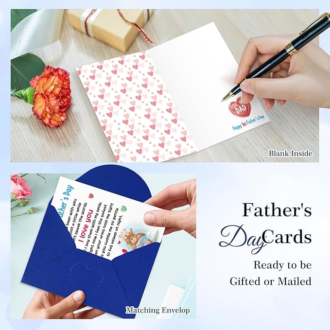 FaCraft Happy First Fathers Day Card for New Dad Dad to Be Expecting Fathers, 4 x 6 Happy 1st Fathers Day Gift Card with Envelope from Wife Daughter Son Baby Boy Girl(Cute Bear)
