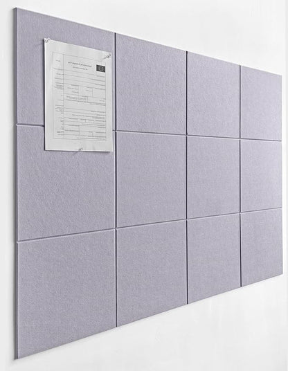 Large Cork Board Alternative - 47"x35" 12 Pack Felt Wall Tiles with Safe Removable Adhesive Tabs, Cork Wall Tiles Cork Board for Home Office Pin Board Tack Board 48 x 36 - Light Purple