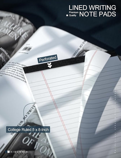 3 Pack Small Legal Pads 5x8 White Notepads Paper Tablets 5x8 Legal Pad 80 GSM Lined Note Pads of Paper 5x8 College Ruled Writing Pads 30 Sheets/Pad, 25 Lines Note Pads for School, Office