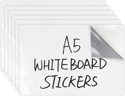 Dry Erase Board Sticker- Whiteboard Stickers-5.82''x8.27'' Removable Dry Erase Sheets- Fridge Magnetic Paper Alternatives for Desk/Refrigerator/Door/Home/Office/Classroom (White-6Pcs)