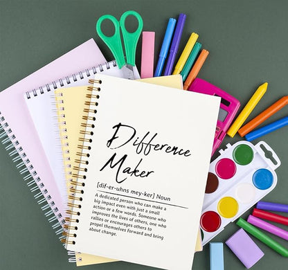 OXW Difference Maker Appreciation Gift, Meeting Notebook for Work, Thank You Gifts for Leader Mentor Manager Boss, Office Supplies Social Worker Notebook, White Hardcover Spiral Notebook 5.5 x 8.3