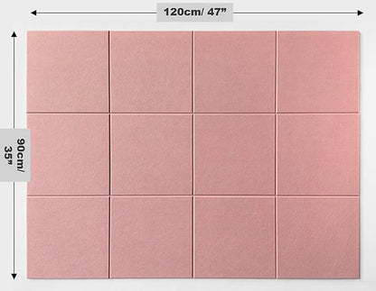 Large Cork Board Alternative - 47"x35" 12 Pack Felt Wall Tiles with Safe Removable Adhesive Tabs, Cork Wall Tiles Cork Board for Home Office Pin Board Tack Board 48 x 36 - Pink