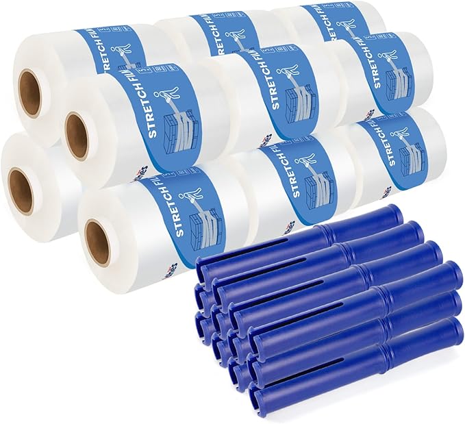 ADHES Mini Hand Stretch Wrap Film, 5 Inch x 1000 Feet, 12-Pack 80 Gauge Industrial Strength Stretch Film, Shrink Wrap Roll for Packing, Pallet Wrap, Furniture Wrapping Moving & Protection