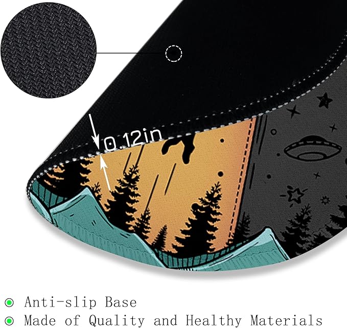 Gctriki Small Round Mouse Pad for Desk, Stitched Edge Non-Slip Rubber Base, Funny UFO Cow Mousepad for Laptop Computer Gaming, Cute Home Office Decor Desk Accessories Supplies, 8.6 x 8.6 Inch