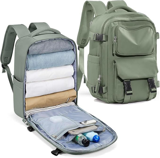 SEAFEW Military Green Travel Backpack for Women,Carry on Backpack Flight Approved,Casual Daypacks Cabin Bagage,Hiking Backpack Lightweight Rucksack(Small)