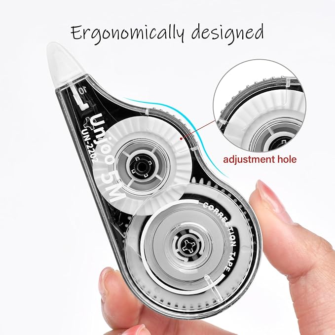 Correction Tape, Easy To Use Applicator for Instant Corrections, For school, Office (12pack, 5M/196" x 0.2", White)