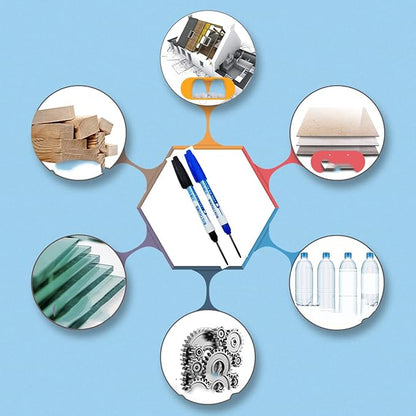 8pcs Waterproof Deep Reach Markers, Long Nose Marker in 2mm Felt Tip, 30mm Reach Permanent Markers and Marker Pens, Deep Hole Marker Carpenter Ink Marker for Carpenters Builders Construction.