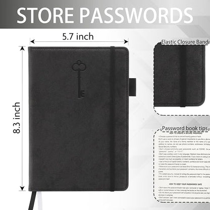 Password Keeper Book with Colorful Alphabetical Tabs, Hardcover Log Book for Internet Password and Website Address, Personal Organizer with Notes Section and Back Pocket and Two Bookmarks (Matte