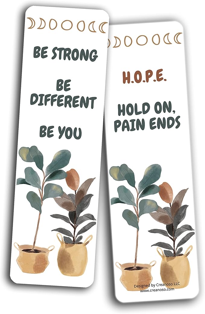 Creanoso Encouraging Sayings Bookmarks (2-Sets X 6 Cards) – Daily Inspirational Card Set – Interesting Book Page Clippers – Great Gifts for Adults and Professionals