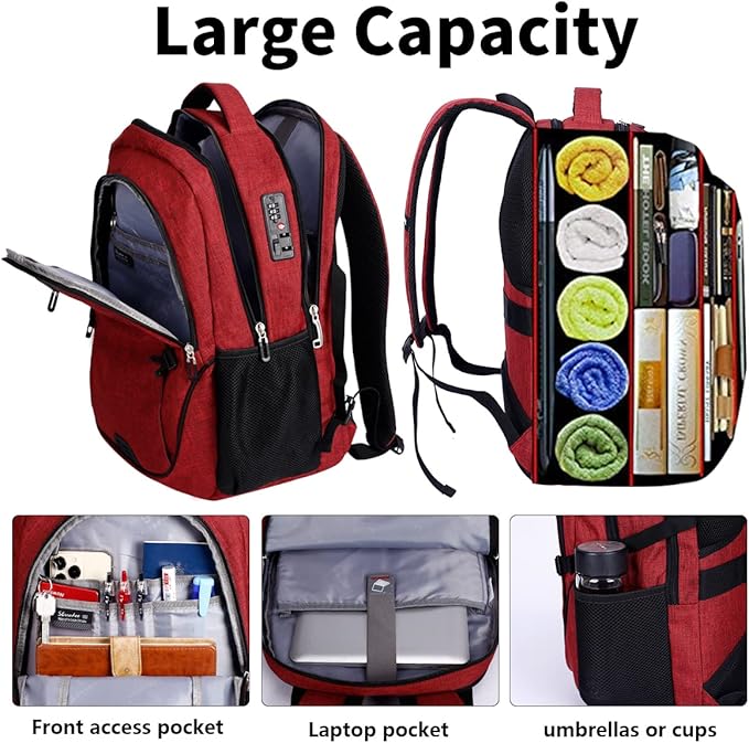 SHRRADOO Anti Theft Laptop Backpack Travel Backpacks with usb Charging Port for Women Men College High School Backpack Computer Bag Fits 16.3 Inch Laptop