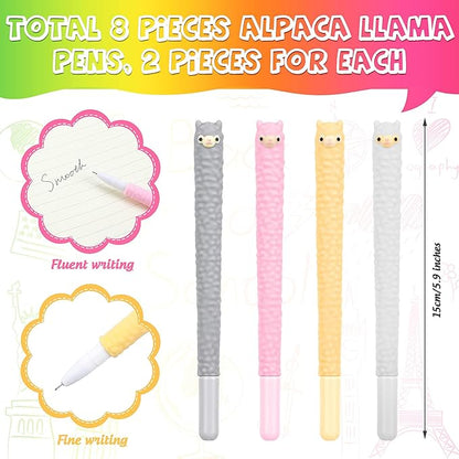 Tenare 20 Pieces Lama Pens Alpaca Gel Ink Pens Kawaii Cute Animal Black 0.5 mm for Kids