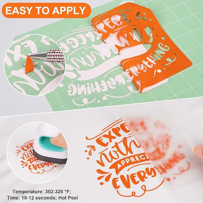 VINYL FROG Heat Transfer Vinyl Roll HTV Vinyl - 12"x12ft Orange Iron on Vinyl for T-Shirts, Heat Press Vinyl for DIY Craft Designs (Orange)