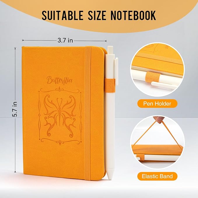 Pocket Small Notebook Journals, 8 Pack (8 Candy Color) Mini Notebook 3.7x5.7 Butterfly Journaling Notebooks for Women Men, Hardcover Lined Note Pads with Pens for Work, Business, Travel Journal, Office Supplies