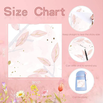 9 Pieces Boho Leaves Sticky Note Pads Adhesive Memo Notes Self-Stick Note Pads for Reminders, Study, Work, Office, School and Home, 9 Styles