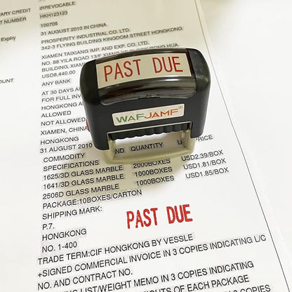 WAFJAMF Past Due Self-Inking Rubber Stamp - Office Message Stamp, Red Ink-Medium