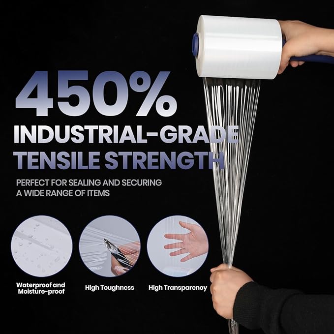 ADHES Mini Hand Stretch Wrap Film, 5 Inch x 1000 Feet 80 Gauge Industrial Strength Stretch Film, Shrink Wrap Roll for Packing, Pallet Wrap, Furniture Wrapping Moving & Protection