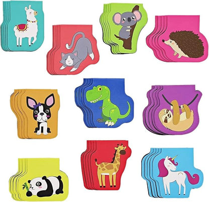 Bright Creations 50-Pack Mini Assorted Colorful Animal Magnetic Bookmarks, Bulk Magnet Set, Page Clip Markers for Kids, Reading, Bookclub, School Book Fairs (10 Designs, 1.7x1.7 in)
