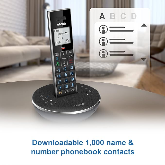 VTech LS6381-2 Bluetooth Speaker with Echo Cancellation, Noise Reduction, Music Streaming, PC/Landline/Cellular Calls, Paired with DECT6.0 Cordless Handset, Answering System, Smart Call Blocker,Black