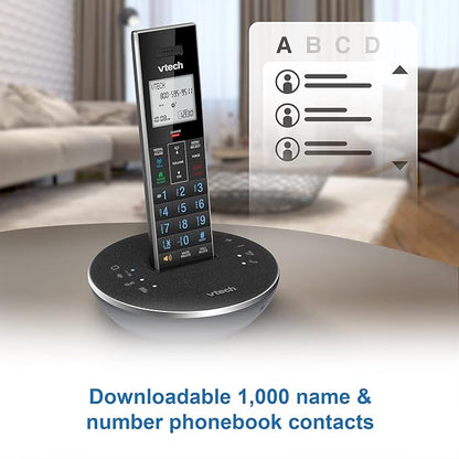 VTech LS6381-2 Bluetooth Speaker with Echo Cancellation, Noise Reduction, Music Streaming, PC/Landline/Cellular Calls, Paired with DECT6.0 Cordless Handset, Answering System, Smart Call Blocker,Black