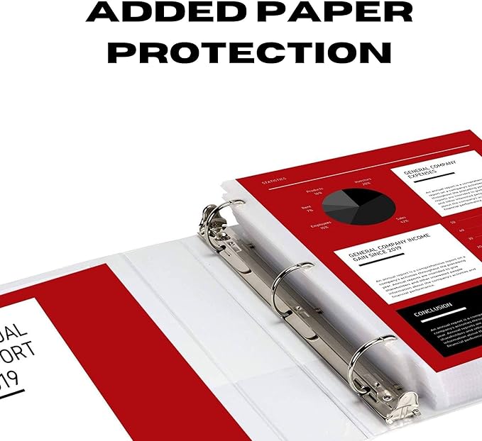 3 Ring Binder, Professional Angle D Ring Binder 3 Inch, Presentation Folder for Standard Pages 8.5 x 11 with Pockets, Crystal Clear View White Binder (12 Pack)