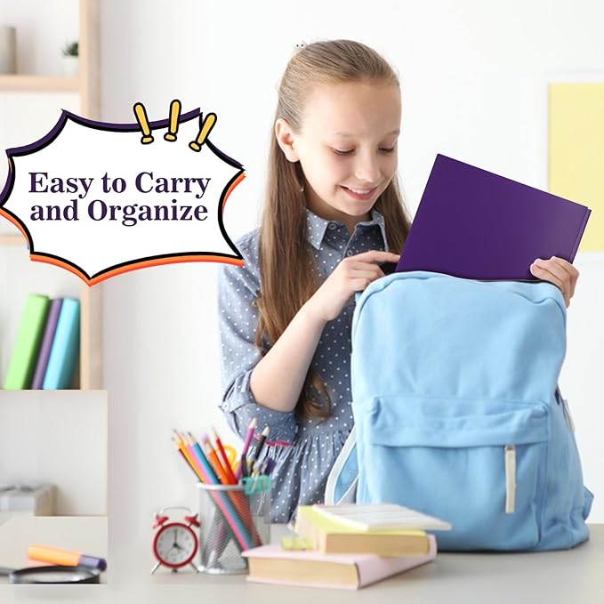 60-Pack Plastic Folders with Pockets and Prongs,2-Pocket Folders with 3 Fasteners, Poly Folders Holds 8-1/2" x 11" Paper for School/Office/Home, Purple