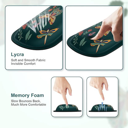 iCasso Ergonomic Mouse Pad with Wrist Rest, Keyboard Wrist Rest Mouse Wrist Rest, Made of Memory Foam, Easy Typing and Relieve Wrist Pain, Perfect for Computer Keyboard Office(Green Butterfly)
