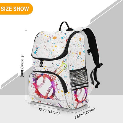 Baseball Ball Backpack with Reflective Strip for Kids Boys Girls Elementary School Bag Removable Chest Stra