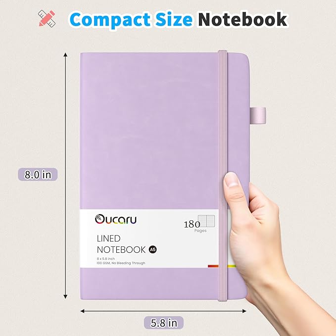 Lined Journal Notebook, 16 Pack, 180 Pages, A5 Journals for Writing, 100 GSM Thick Paper, Small Notebooks Daily Journal for Women Men Work, Business, School, Travel Supplies