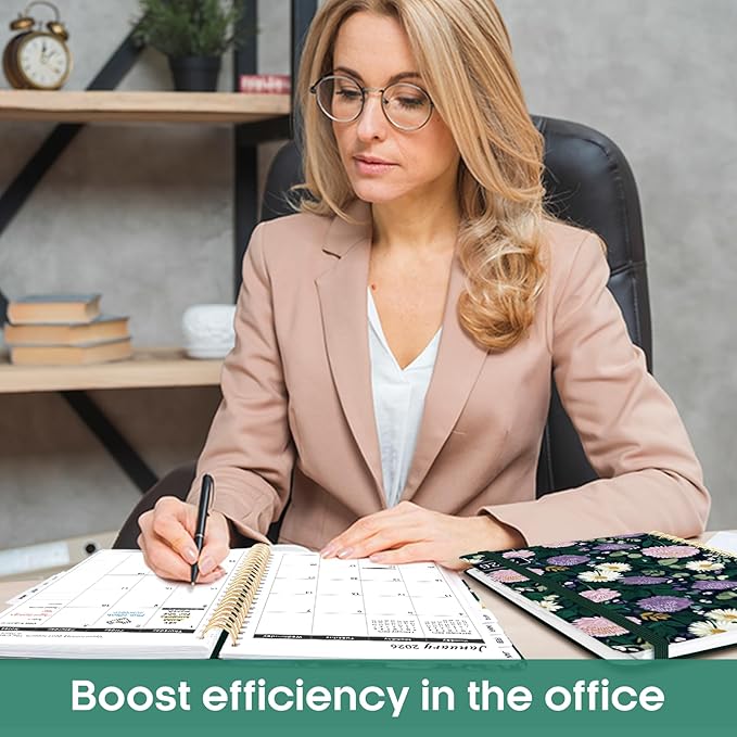 2026 Planner, Aesthetic Weekly and Monthly Planner for Women, Jan 2026 to Dec 2026, Hardcover 2026 Calendar Book with Monthly Tabs, Inner Pocket, Perfect for Office Home School - A4 (8.5" x 11"), Wild Asters