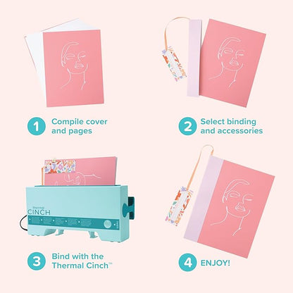 We R Memory Keepers Thermal Cinch Binding Machine Pink 12 Inch, Includes Thermal Book Binding Machine, Book Spines, and Clips, Create DIY Journals, Notebooks, Scrapbooks, Photo Books, and Documents