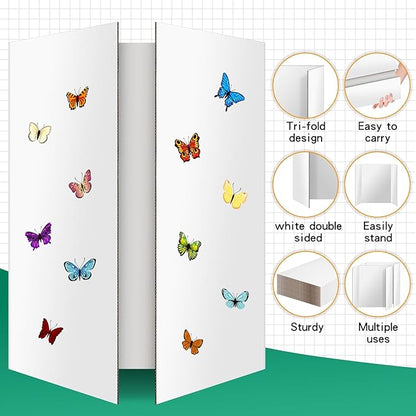 10 Pack Trifold Poster Board 48" X 36", IKAYAS Double Sided White Tri-fold Poster Boards, Science Fair Display Boards Posterboard Foamboard for Mounting, Art, Display, Projects Classroom Supplies