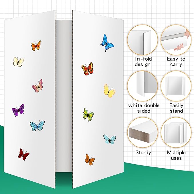 4 Pack Trifold Poster Board, IKAYAS 48" X 36" Double Sided White Poster Boards, Science Fair Display Boards Posterboard Foamboard for Mounting, Prints,Art,Display,Projects Classroom Supplies