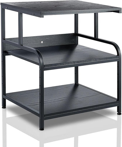 3-Tier Printer Stand with Wheels Retro Brown Printer Desk Removable and Fixed Printer Stand Rolling Cart Rack for Fax Machine, Scanner Office and Home Storage Rack