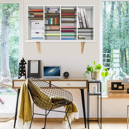 AdirOffice Wooden Adjustable Literature Organizer, 36 Compartment Office Mailbox, or Classroom Literature Organizer, White