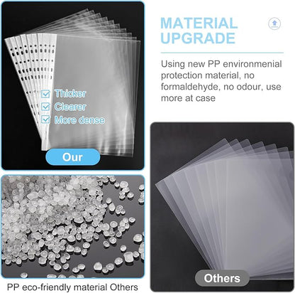 30 Pack A4 Plastic Sleeves Binder Pocket Dividers with 400 Tabs, Reusable Clear Page Protectors Index Dividers for 2/3/4 Ring Binder, Clear Plastic Sheet Protectors