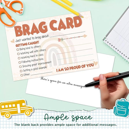 LOVEDMORE Boho Classroom Brag Cards for Teachers, Preschool, Elementary Classroom Incentives Cards for Students