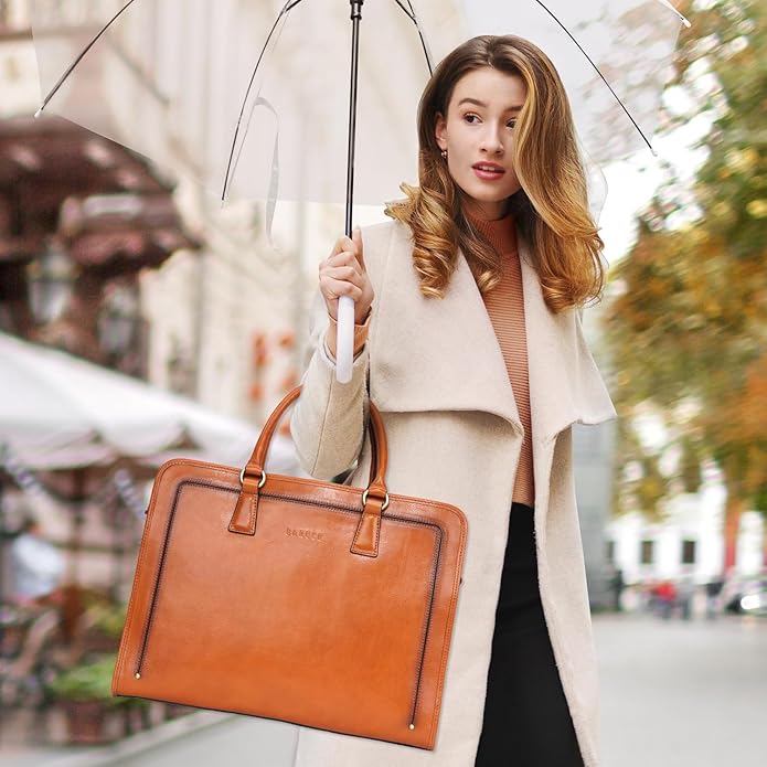 Banuce Vintage and Stylish Genuine Full Grains Italian Leather Briefcase for Women Laptop Bag Business Work Bag