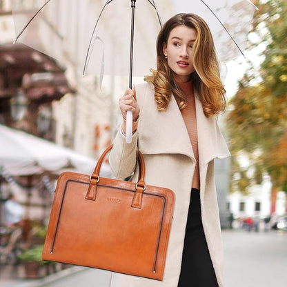 Banuce Vintage and Stylish Genuine Full Grains Italian Leather Briefcase for Women Laptop Bag Business Work Bag