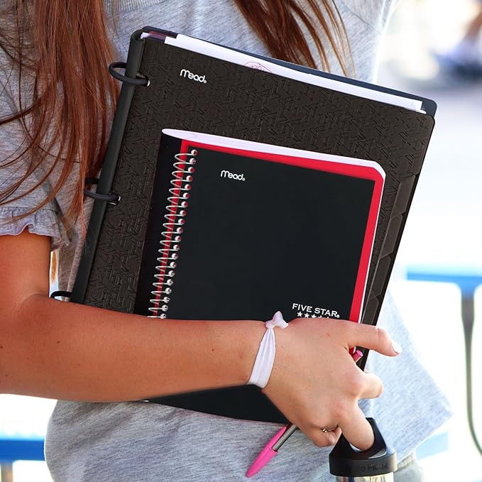 Five Star Spiral Notebook, 2 Subject, College Ruled, 9 1/2" x 6" 80 Sheets, Black (840029AA2-ECM)